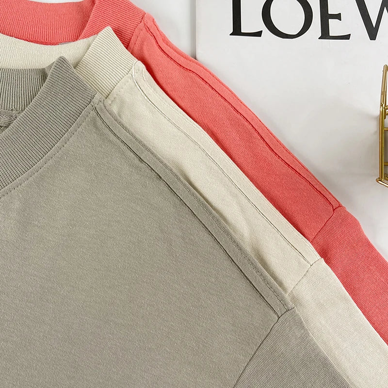 Summer New ESSENTIALS T-shirts Season 7 Flocking Print Letter Logo Tees Hip Hop Loose Oversized Unisex Cotton Short Sleeve