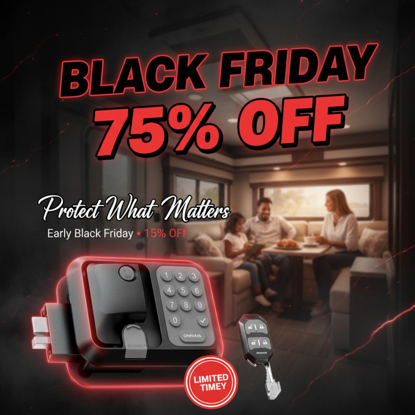 NESTILY Guard Pro™ – Keyless Heavy-Duty RV Door Lock | Fits 98% of RVs | Fob + Keypad