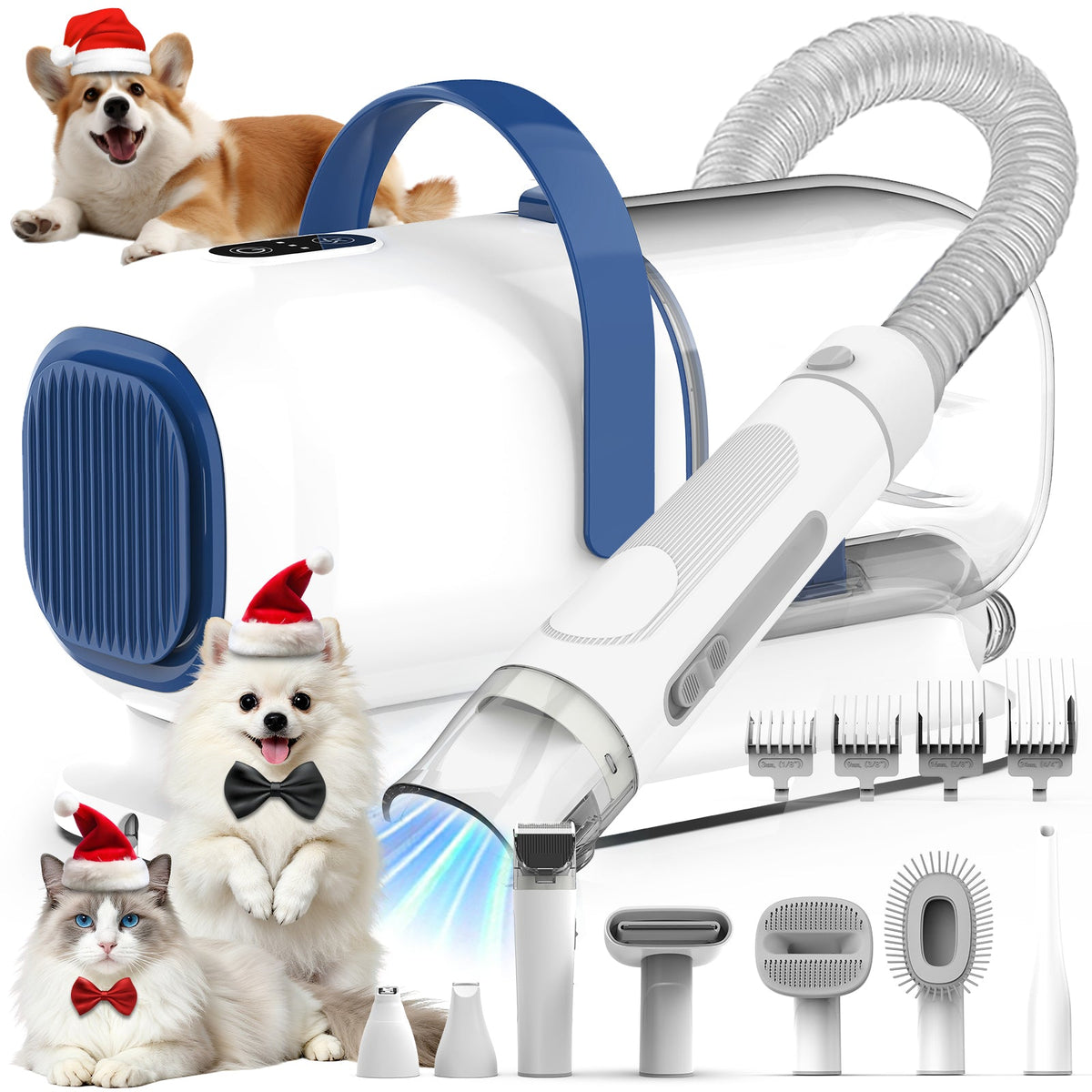 GP04 Plus Dog Grooming Kit with Vacuum, Pet Clippers Set, Low Noise Grooming Tools