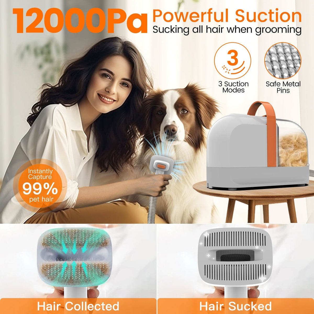 PG10 | 5 in 1 Portable Pet Grooming Kit with Vacuum | Pet Vacuum Groomer