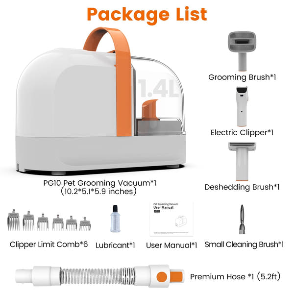 PG10 | 5 in 1 Portable Pet Grooming Kit with Vacuum | Pet Vacuum Groomer