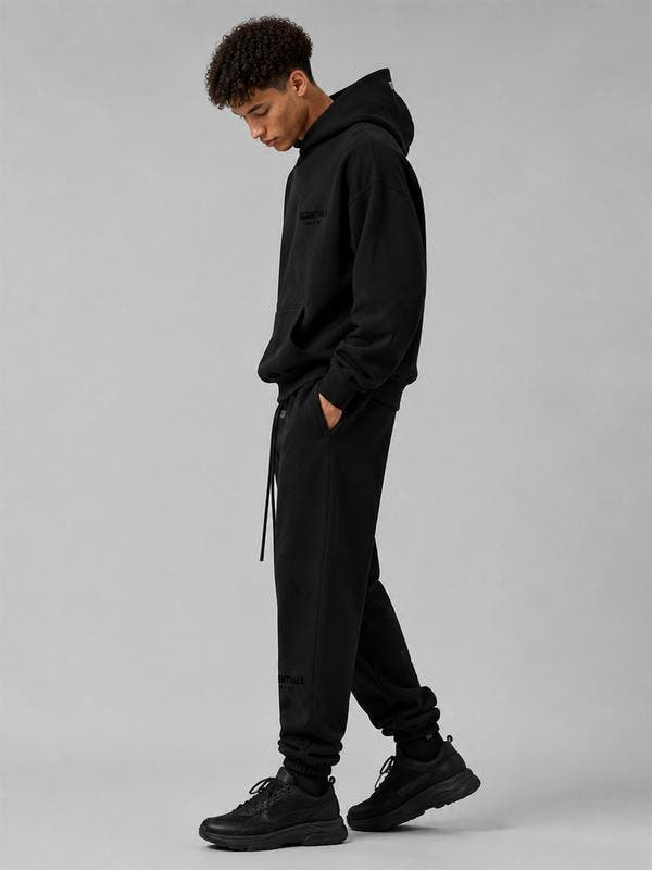black ess hodie set