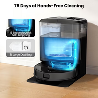 M2 Robot Vacuum and Mop Combo Auto Mop Cleaning and Drying, 15,000Pa Self-Refilling and Self-Emptying Base for 75 Days of Cleaning