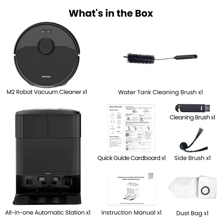 M2 Robot Vacuum and Mop Combo Auto Mop Cleaning and Drying, 15,000Pa Self-Refilling and Self-Emptying Base for 75 Days of Cleaning