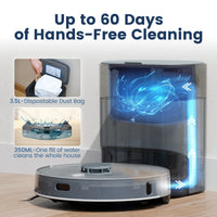 T25+ Robot Vacuum and Mop Cleaner - Self-Empty, 5500Pa Suction, Ultrasonic Carpet Detection
