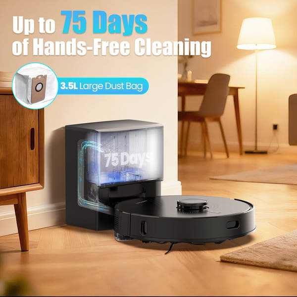 Q20+ Robot Vacuum and Mop Self Emptying& Refilling,8000Pa Powerful Suction, Precision Navigation,Multi-Surface, Pet Friendly