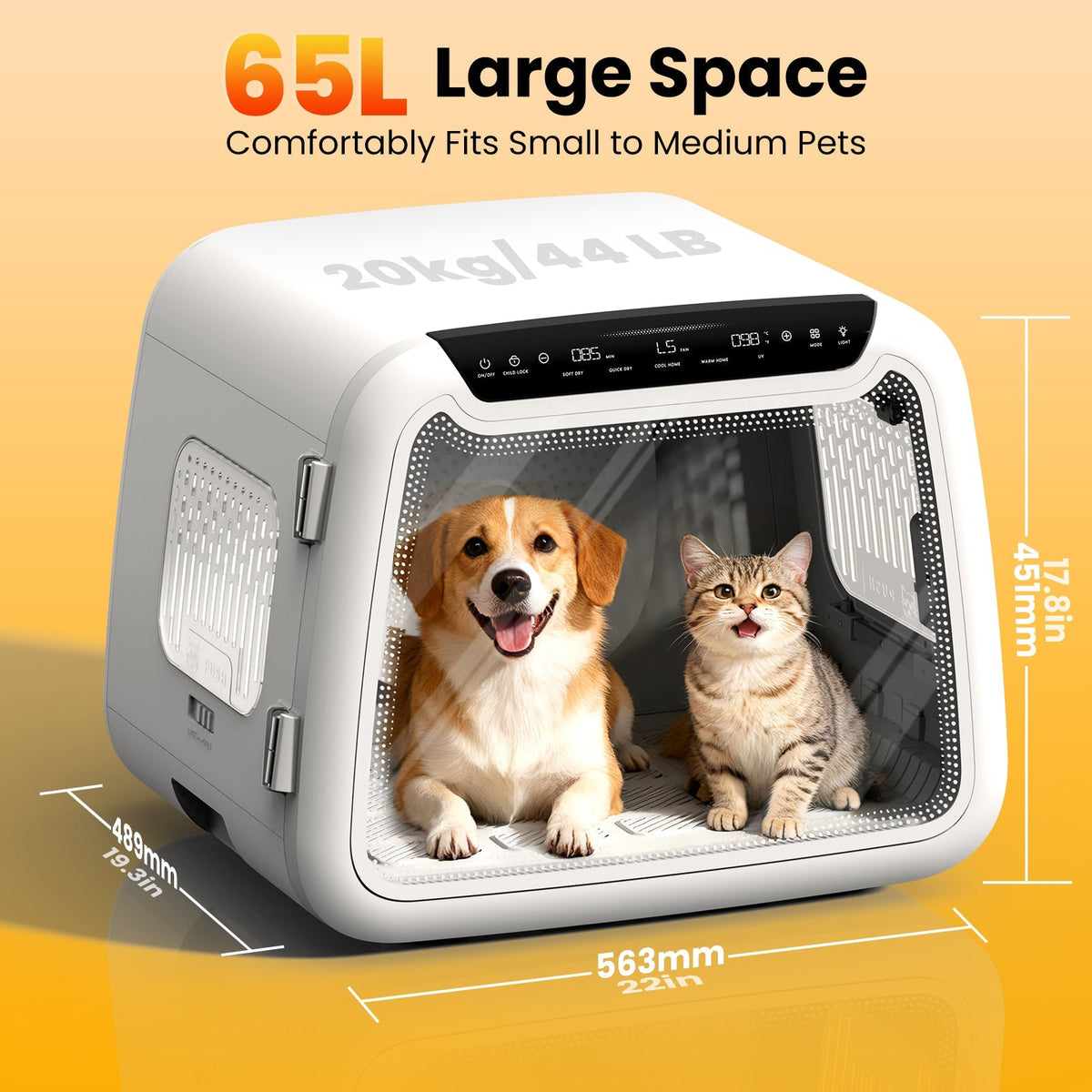 Pet Dryer Box PD10, 360° Efficient Automatic and Quiet Box with Smart Temperature Control, Ideal for Small Dogs (50L Drybo Plus Pet Dryer Box)