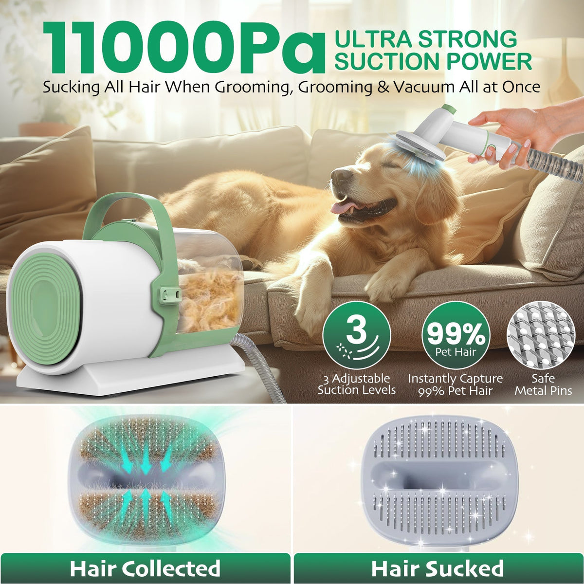 PG50 Plus | 7 in 1 Pet Grooming Kit with Vacuum | Pet Vacuum Groomer