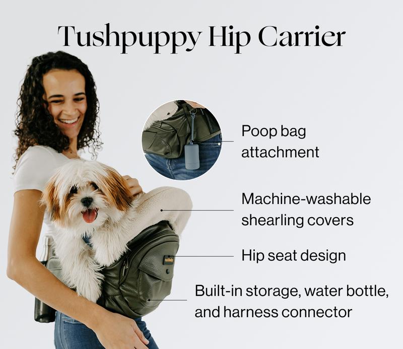 NESTILY HipCarry Pro™ — Hip Seat Dog Carrier | Shearling Comfort | Built-In Storage | Hands-Free | Fits Dogs Up to 15 lbs