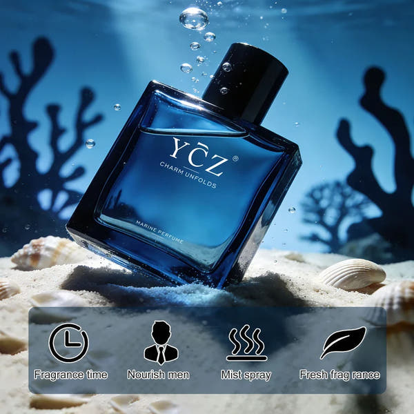 YCZ Midnight Marine Perfume for Men | Oriental Woody Cologne | Pink Pepper, Cedar & Musk | Eau de Parfum 50ml