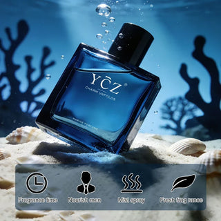 YCZ Midnight Marine Perfume for Men | Oriental Woody Cologne | Pink Pepper, Cedar & Musk | Eau de Parfum 50ml