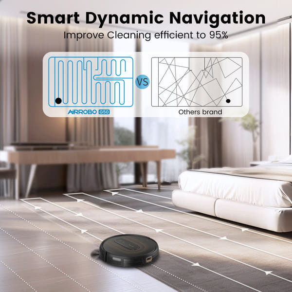 G50 Robot Vacuum with Home Mapping,2800 Strong power,Wi-fi Connect