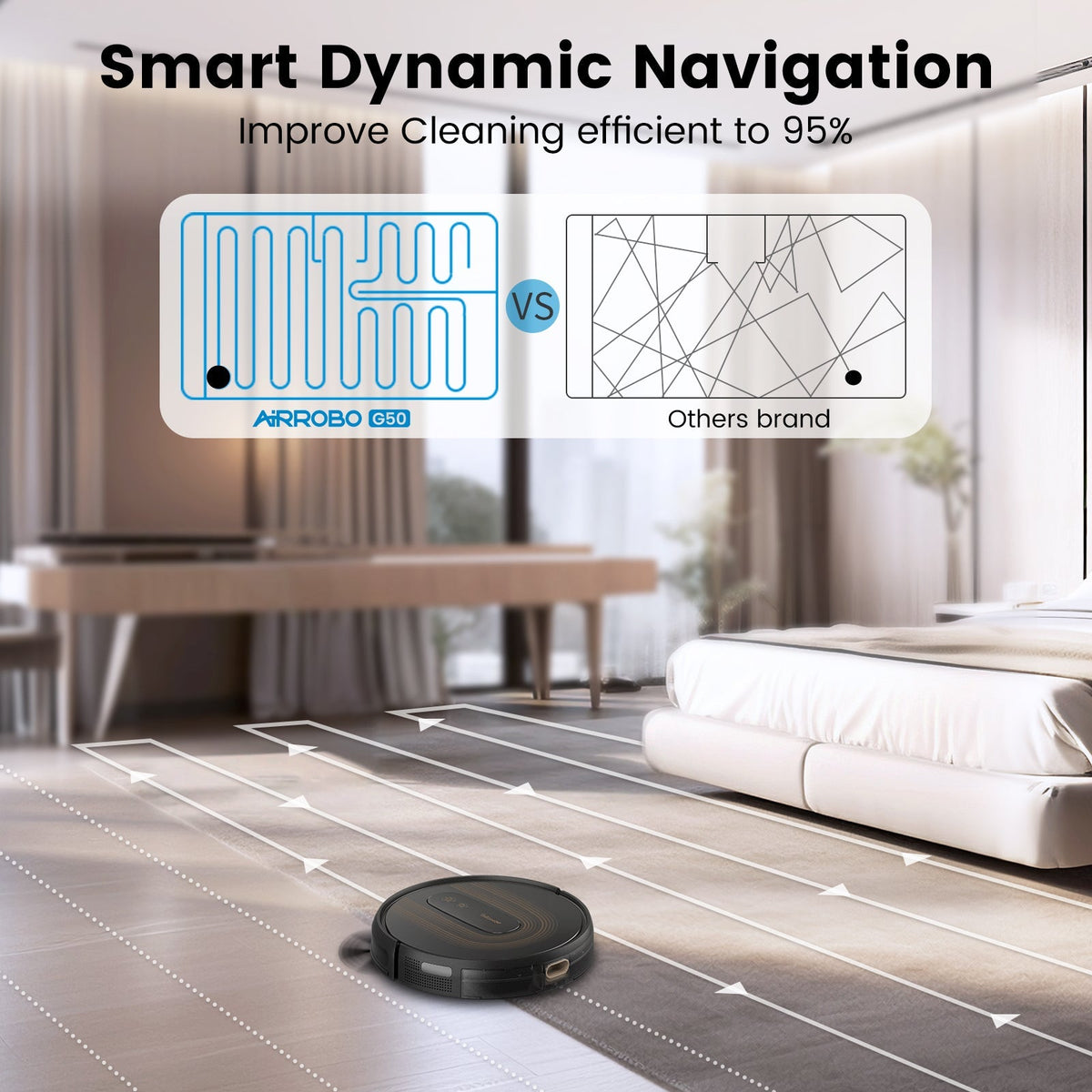 G50 Robot Vacuum with Home Mapping,2800 Strong power,Wi-fi Connect