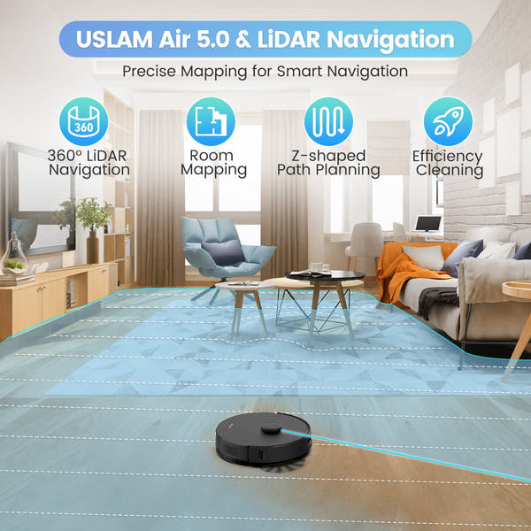 L40+ Robot Vacuum Cleaner and Mop Combo - 75-Day Self-Empty Bin, 240 Min Runtime, App and Voice Control