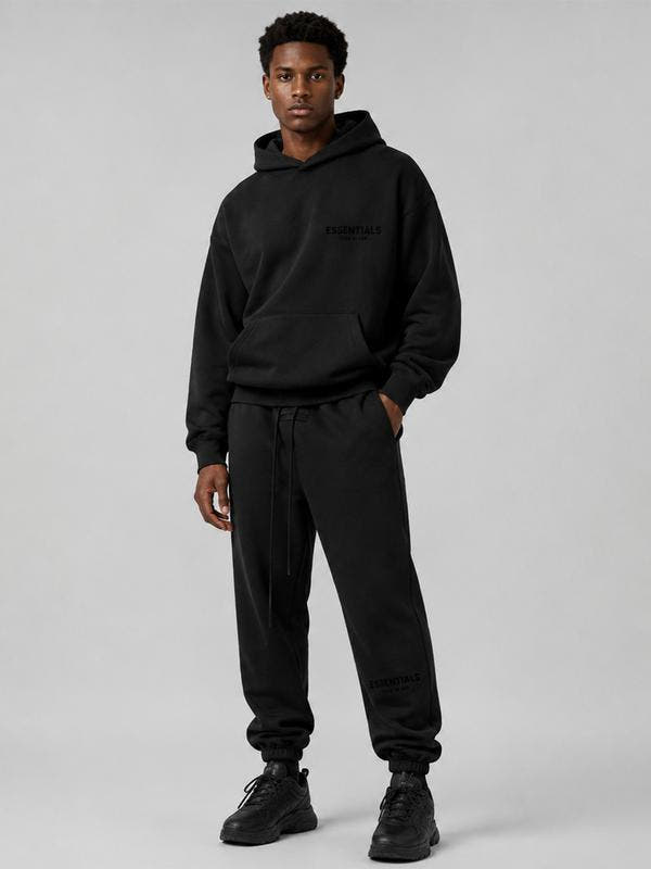 black ess hodie set