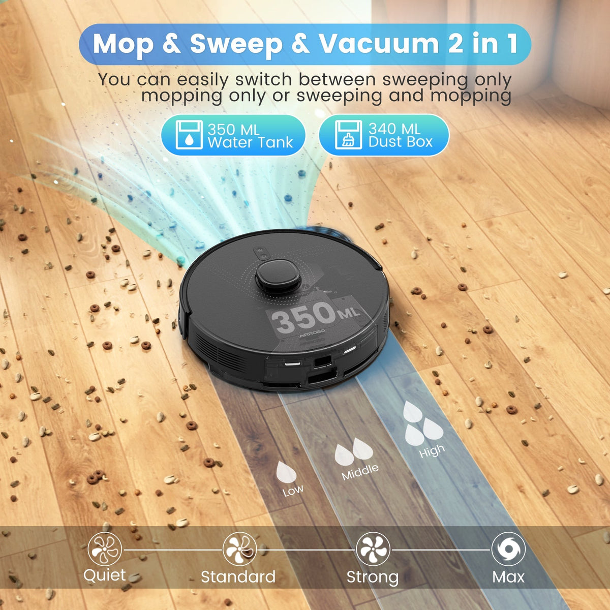 L40+ Robot Vacuum Cleaner and Mop Combo - 75-Day Self-Empty Bin, 240 Min Runtime, App and Voice Control