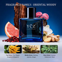 YCZ Midnight Marine Perfume for Men | Oriental Woody Cologne | Pink Pepper, Cedar & Musk | Eau de Parfum 50ml