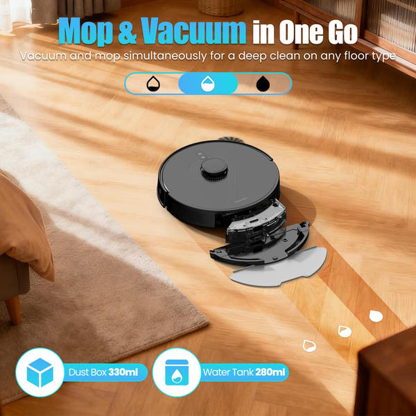 Q20+ Robot Vacuum and Mop Self Emptying& Refilling,8000Pa Powerful Suction, Precision Navigation,Multi-Surface, Pet Friendly