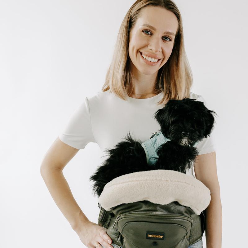 NESTILY HipCarry Pro™ — Hip Seat Dog Carrier | Shearling Comfort | Built-In Storage | Hands-Free | Fits Dogs Up to 15 lbs