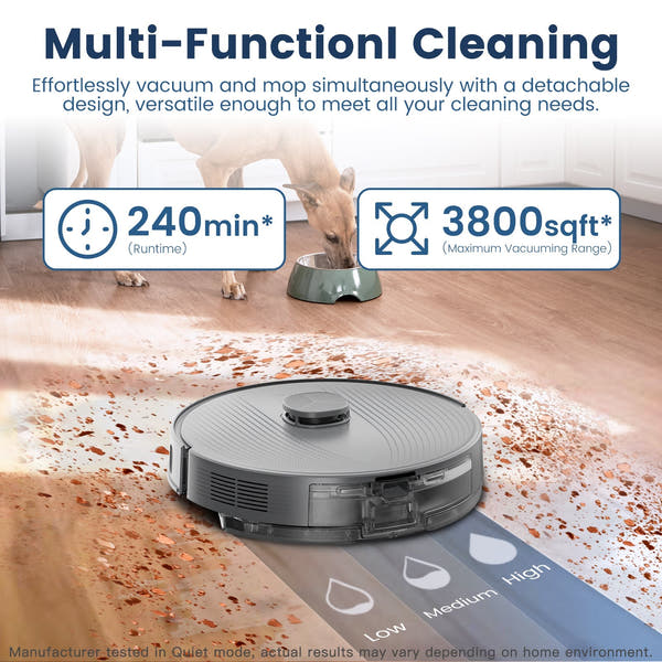 T25+ Robot Vacuum and Mop Cleaner - Self-Empty, 5500Pa Suction, Ultrasonic Carpet Detection