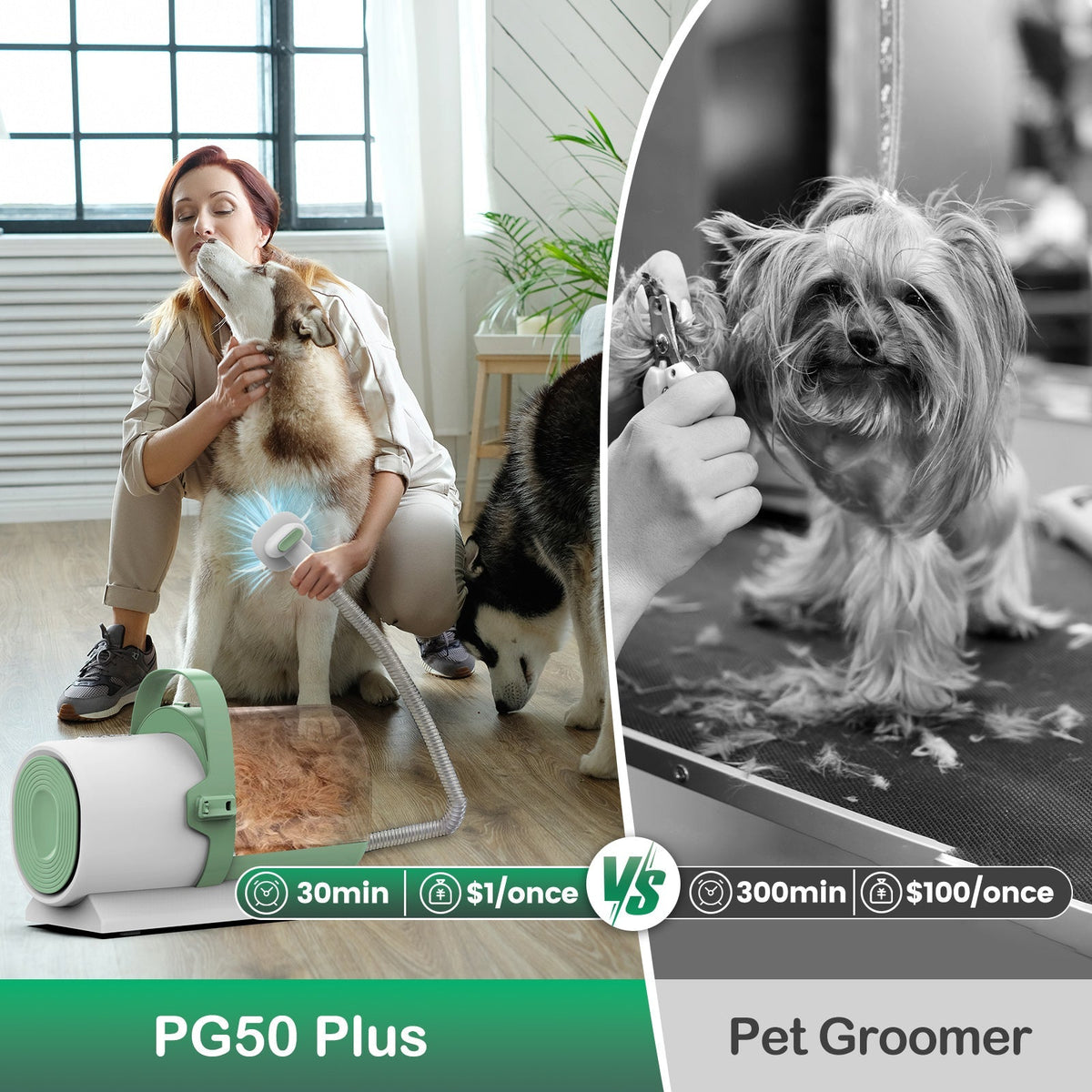PG50 Plus | 7 in 1 Pet Grooming Kit with Vacuum | Pet Vacuum Groomer