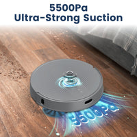 T25+ Robot Vacuum and Mop Cleaner - Self-Empty, 5500Pa Suction, Ultrasonic Carpet Detection