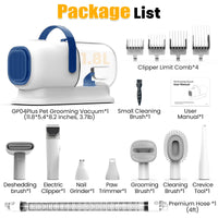 GP04 Plus Dog Grooming Kit with Vacuum, Pet Clippers Set, Low Noise Grooming Tools