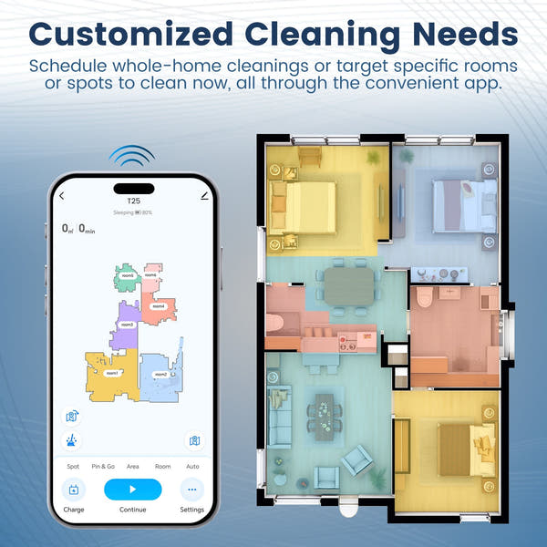 T25+ Robot Vacuum and Mop Cleaner - Self-Empty, 5500Pa Suction, Ultrasonic Carpet Detection