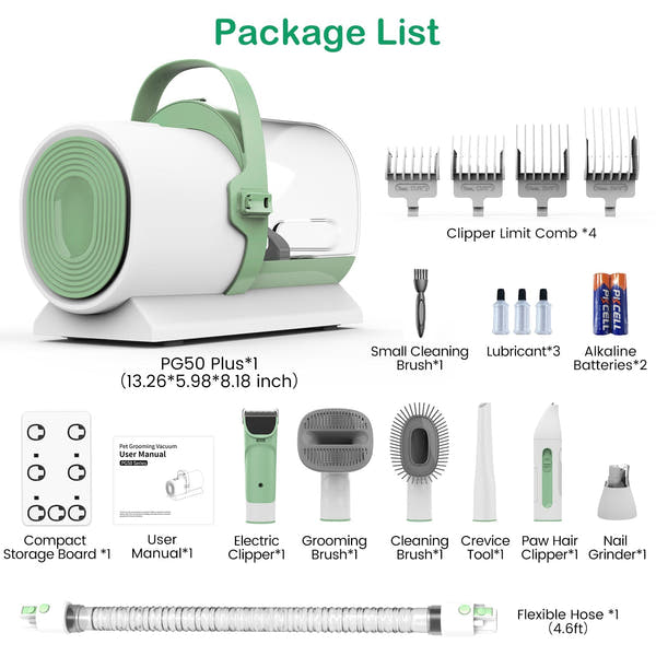 PG50 Plus | 7 in 1 Pet Grooming Kit with Vacuum | Pet Vacuum Groomer