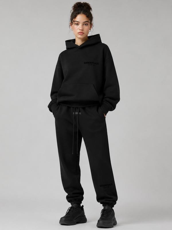 black ess hodie set