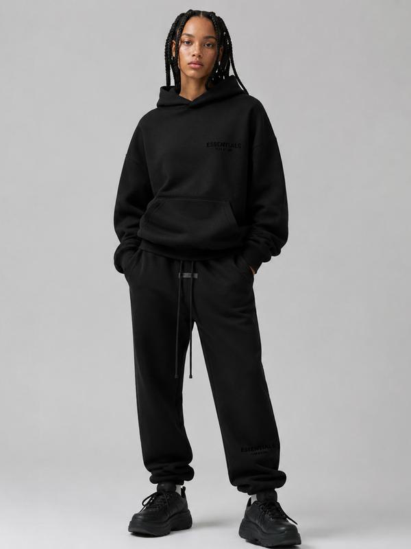 black ess hodie set