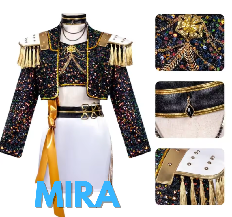 K-Pop Demon Hunter™ Children’s Halloween Costume — Gold Sequin Performance Outfit for Kids