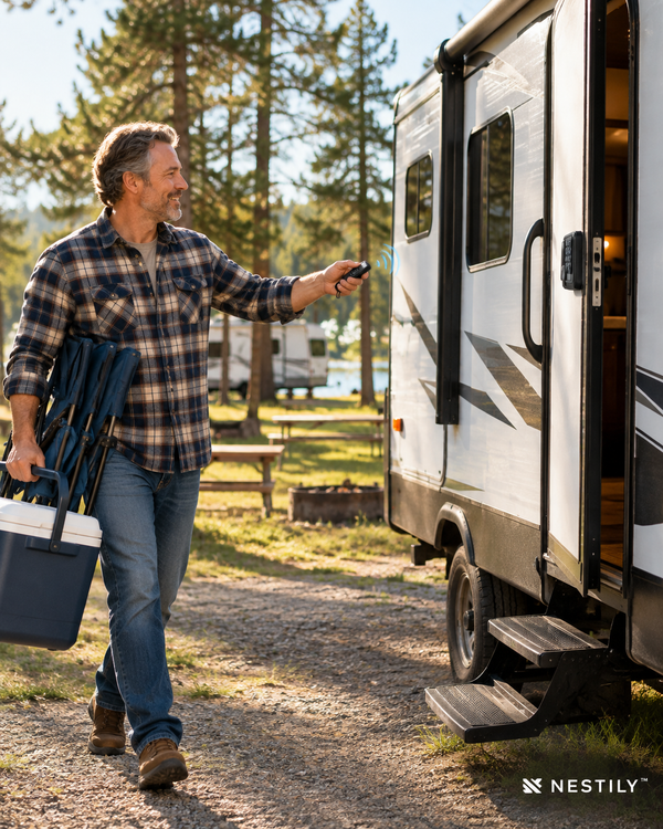 NESTILY™ SmartLock Pro — Keyless Heavy-Duty RV Door Lock | Fits 98% of RVs | Keypad + Remote Fob + Backup Key