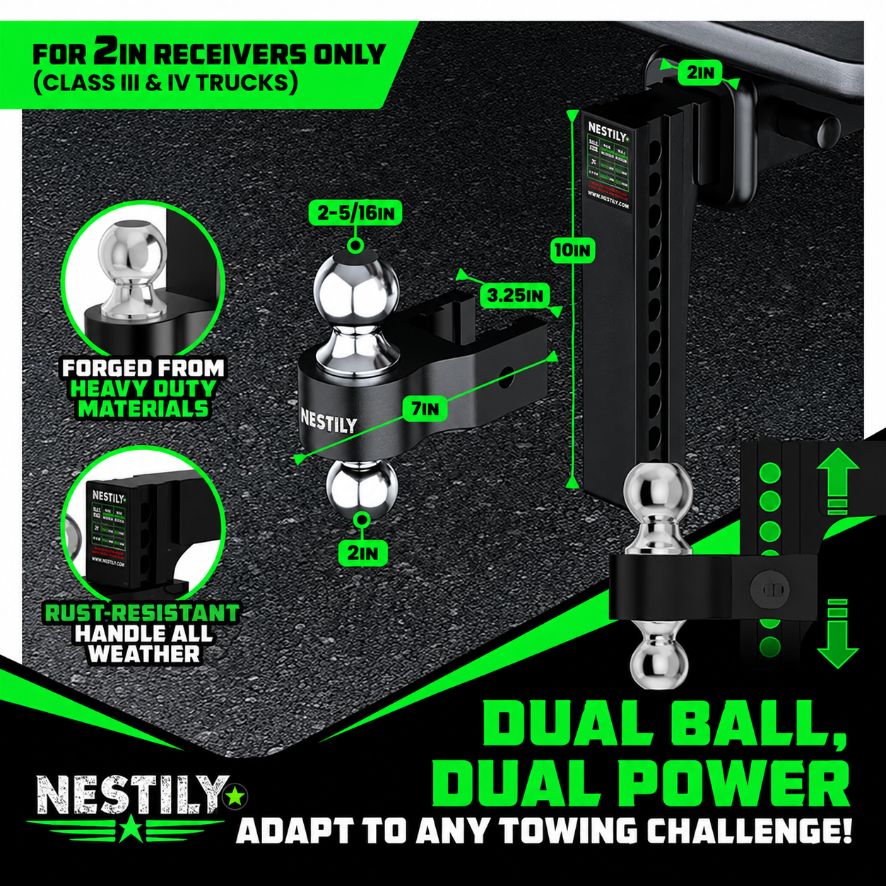 NESTILY HitchFlex Pro™ — Heavy-Duty Adjustable Drop Hitch