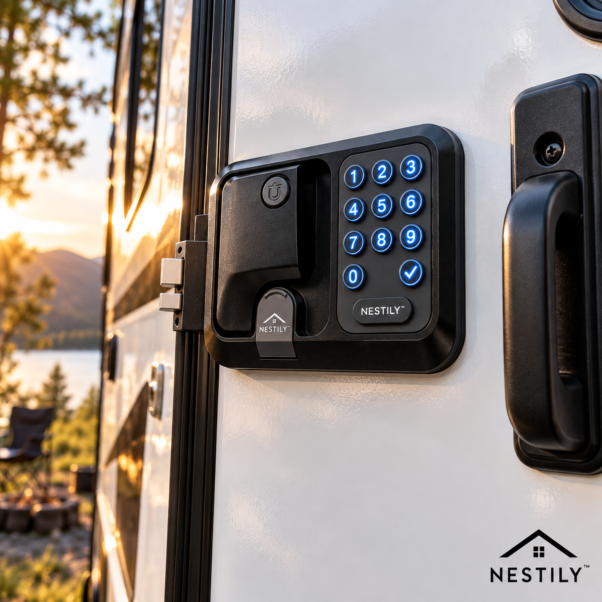 NESTILY™ SmartLock Pro — Keyless Heavy-Duty RV Door Lock | Fits 98% of RVs | Keypad + Remote Fob + Backup Key