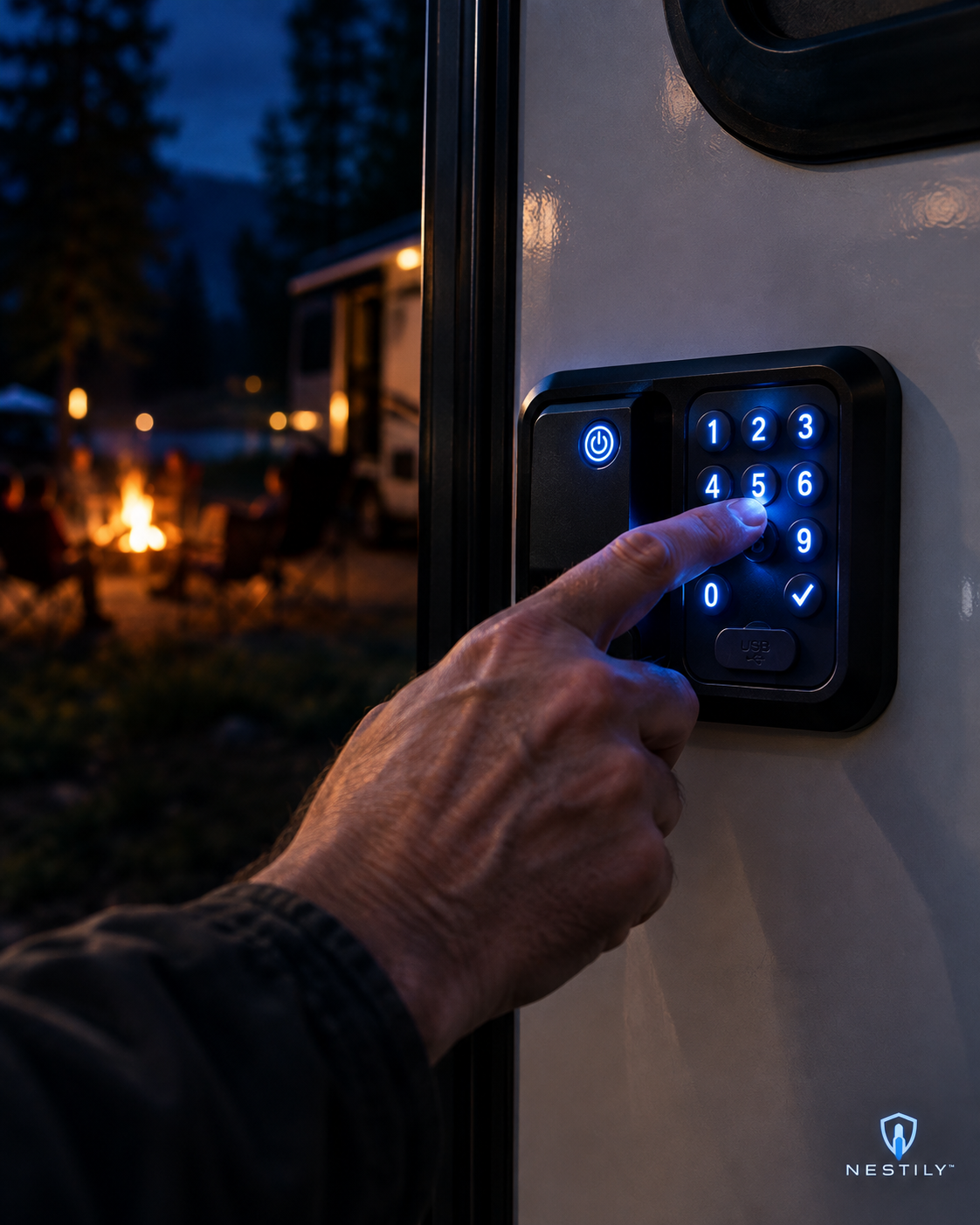 NESTILY™ SmartLock Pro — Keyless Heavy-Duty RV Door Lock | Fits 98% of RVs | Keypad + Remote Fob + Backup Key