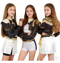 K-Pop Demon Hunter™ Children’s Halloween Costume — Gold Sequin Performance Outfit for Kids