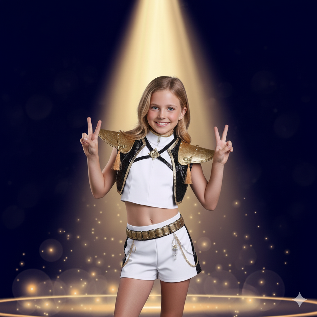 K-Pop Demon Hunter™ Children’s Halloween Costume — Gold Sequin Performance Outfit for Kids