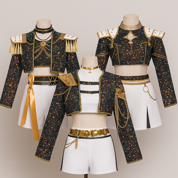 K-Pop Demon Hunter™ Children’s Halloween Costume — Gold Sequin Performance Outfit for Kids
