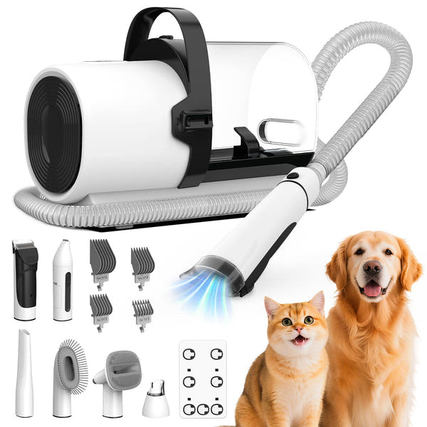 Dog Grooming Kit, 7in1 Dog Grooming Vacuum, 11000Pa Super Suction for Pet Hair,Grooming Vacuum for Shedding Grooming, Low noi