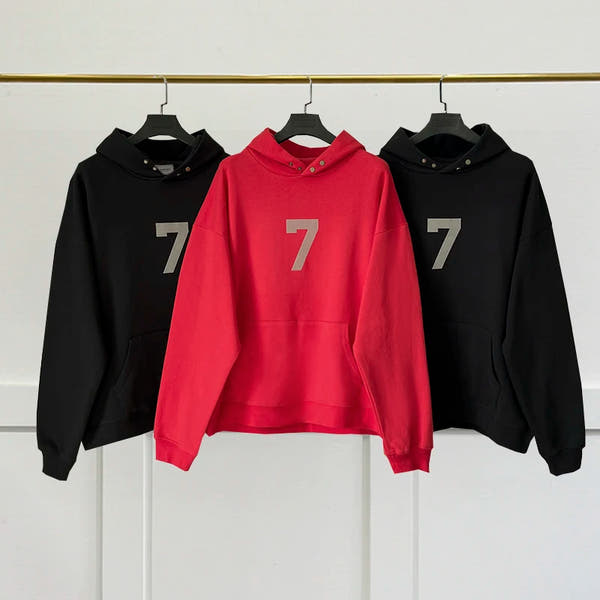 New Oversized Men Essentials Hoodies High Quality Season 7 Flocking Logo Sweatshirt Hip Hop Unisex Hoodie Pullover