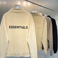 New Men ESSENTIALS Half Zip stand collar Sweatshirt Silica gel Print Logo hoodie Loose Hip hop Unisex streetwear Pullover