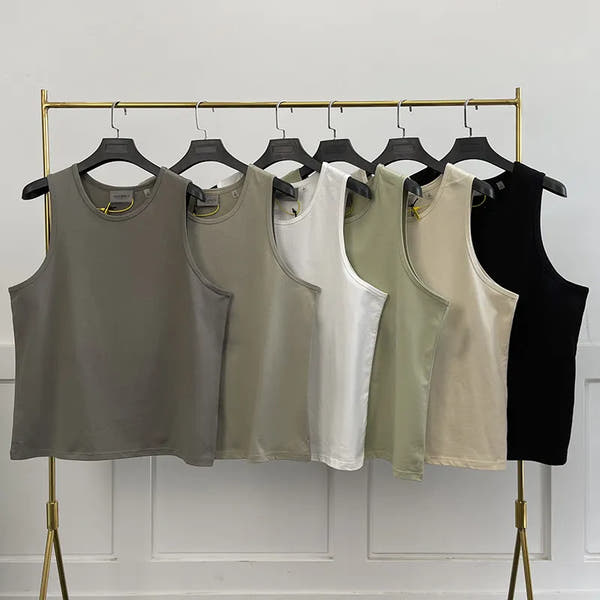 Essentials Men's Tank Top Oversized Loose Back Reflective Men's Cotton Sleeveless Shirt Summer Basketball Sportswear Vest