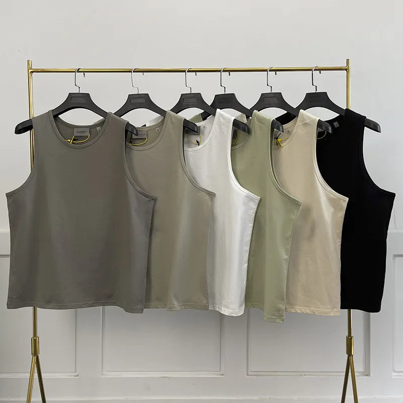 Essentials Men's Tank Top Oversized Loose Back Reflective Men's Cotton Sleeveless Shirt Summer Basketball Sportswear Vest