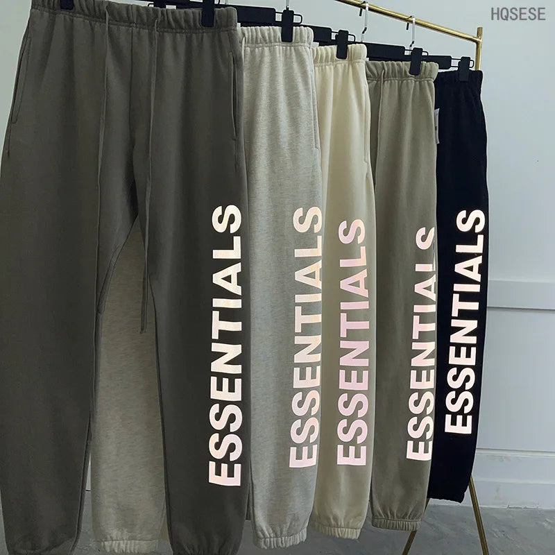 QAMIS™ Essentials Oversized Reflective Sweatpants — 100% Cotton, Unisex Streetwear