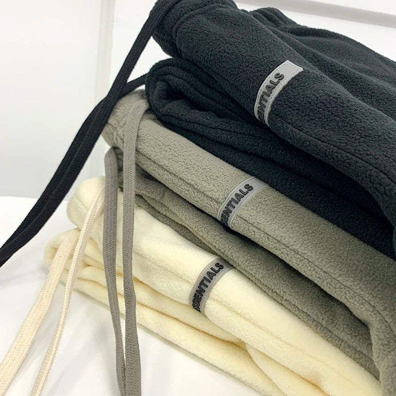 Men Essentials Polar Fleece Sweatpants Double line Drawstring Pants Couple Hip Hop Trousers Loose High Street Casual Pant