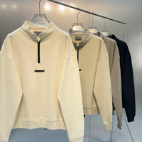 New Men ESSENTIALS Half Zip stand collar Sweatshirt Silica gel Print Logo hoodie Loose Hip hop Unisex streetwear Pullover