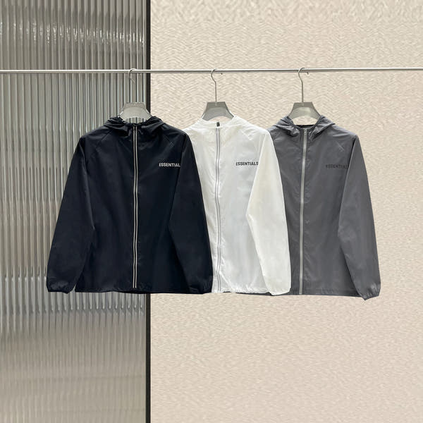 New Essentials nylon Sunscreen clothing Reflective Letter breathable Quick drying Loose Zipper Jacket Unisex Hip Hop Thin Coat