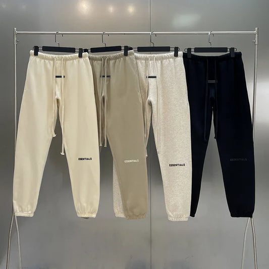 Qamis™ x Essentials Sweatpants – 100% Cotton, Reflective Print, High Street Fit