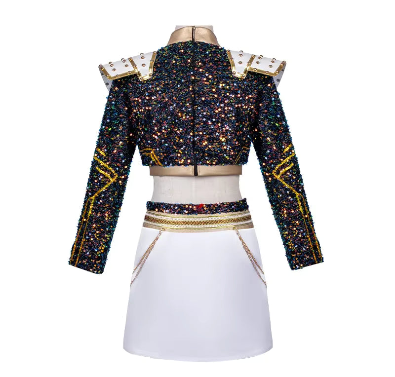 K-Pop Demon Hunter™ Children’s Halloween Costume — Gold Sequin Performance Outfit for Kids